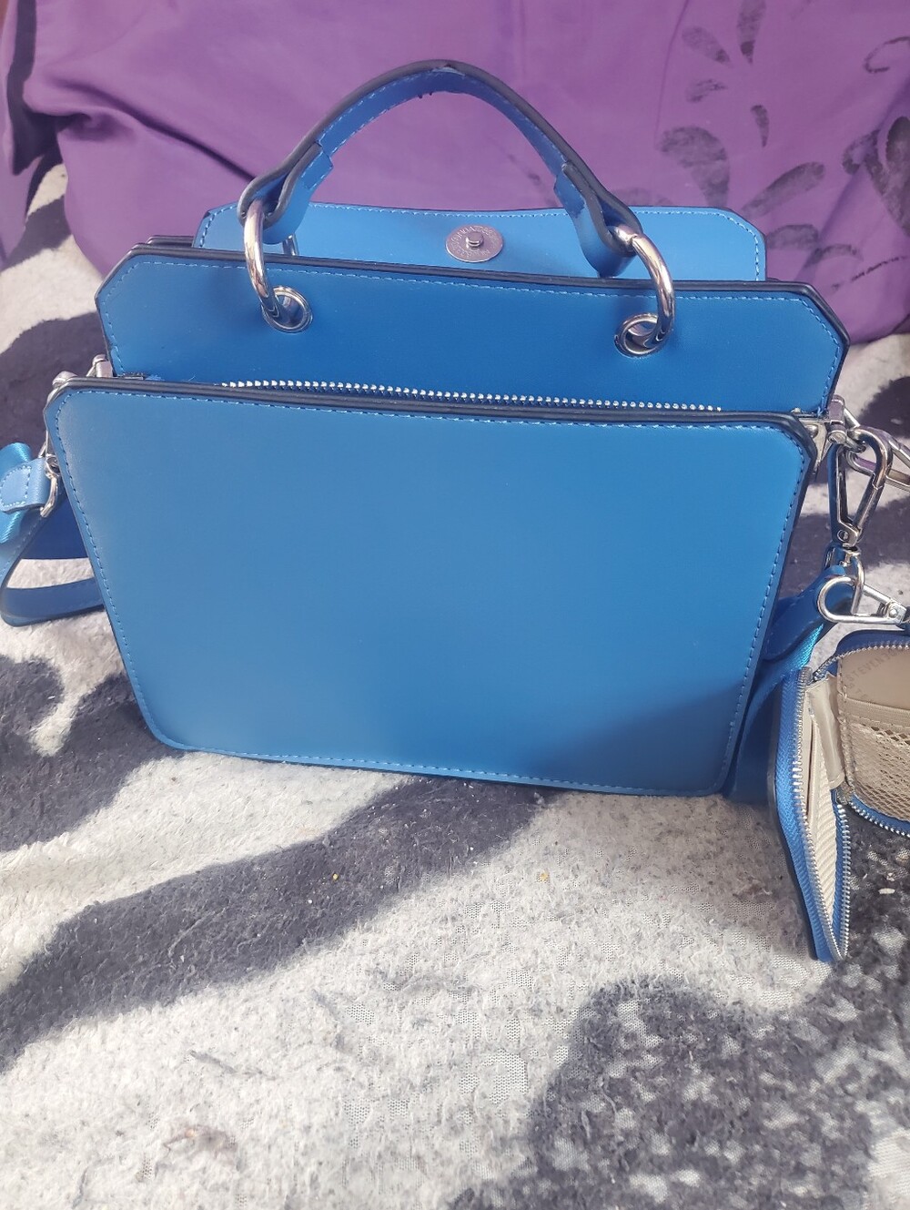 Steve Madden Bright Blue Structured Satchel - Picture 5 of 12